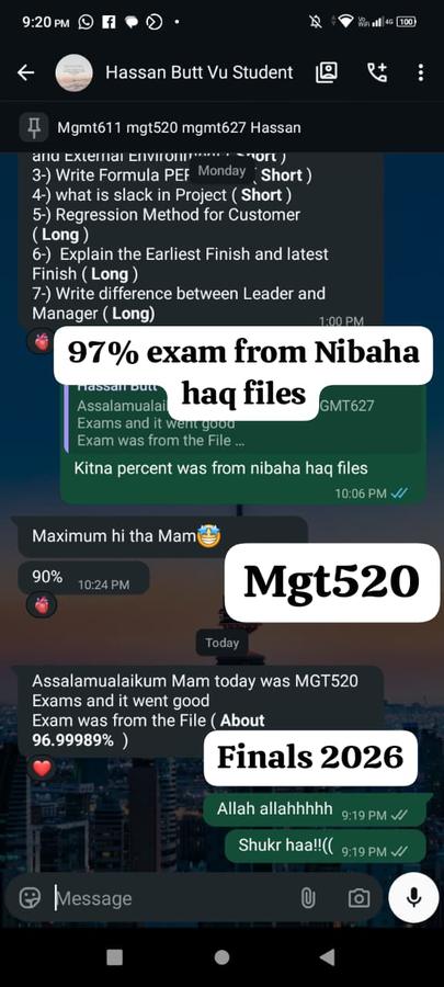 MGT520 97% MGMT627 90% Finals 2026
