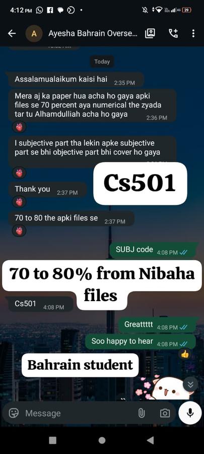 CS501 70-80% Finals Bahrain student