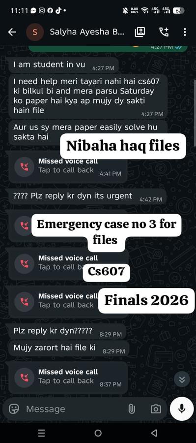 CS607 Finals 2026 emergency file