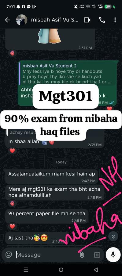MGT301 90% Finals exam from Nibaha Haq files