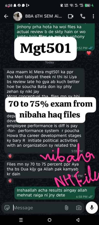 MGT501 70-75% Finals exam from Nibaha Haq files