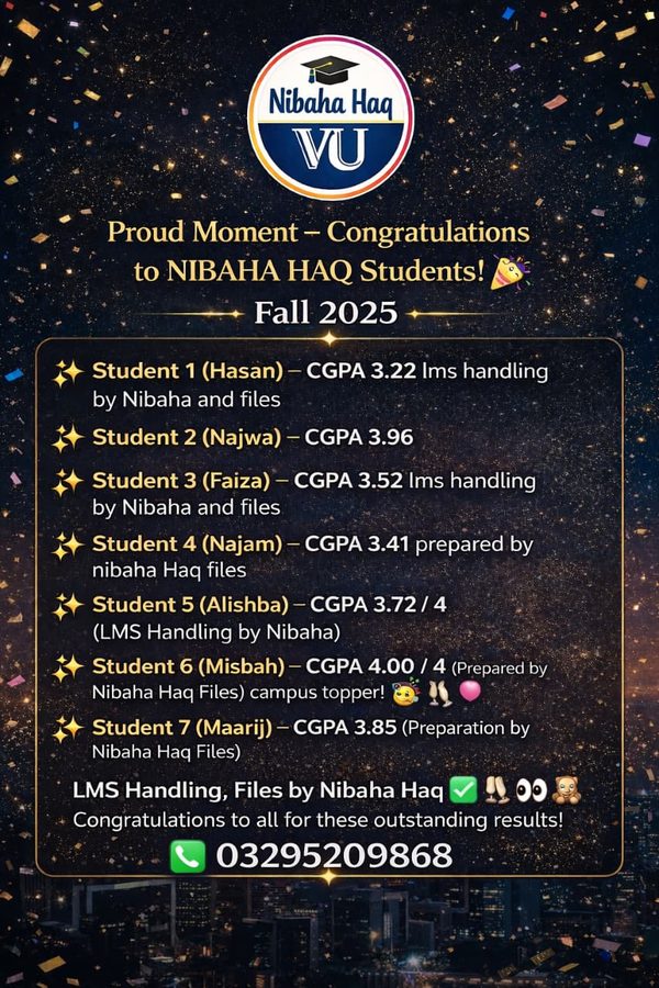 Fall 2025 CGPA results — 7 Nibaha Haq students including CGPA 4.00 campus topper Misbah