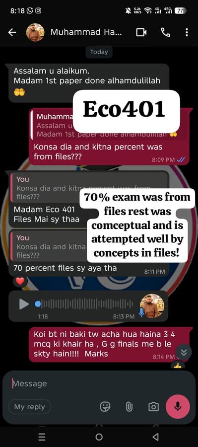 ECO401 70% from files
