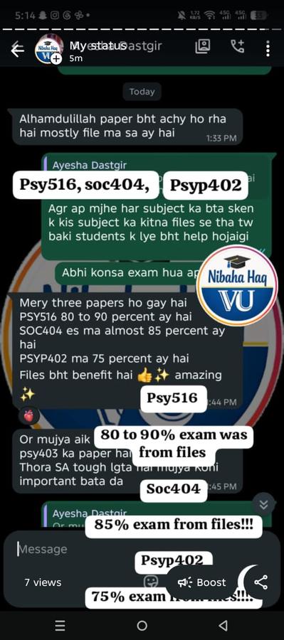 PSY516 80-90% SOC404 85% PSYP402 75% from files