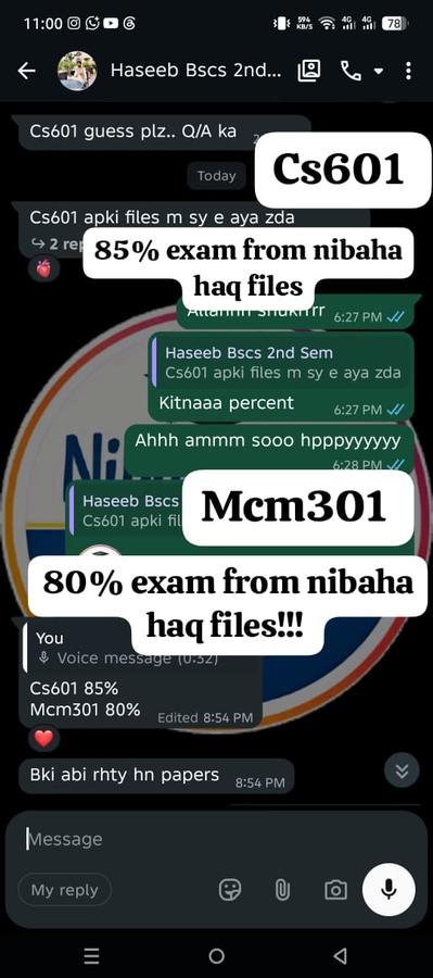 CS601 85% MCM301 80% from files