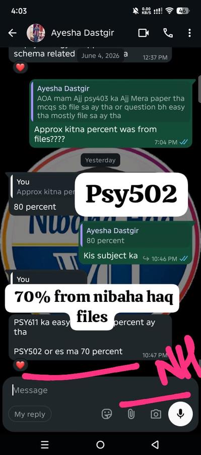 PSY502 70% PSY611 85% from files