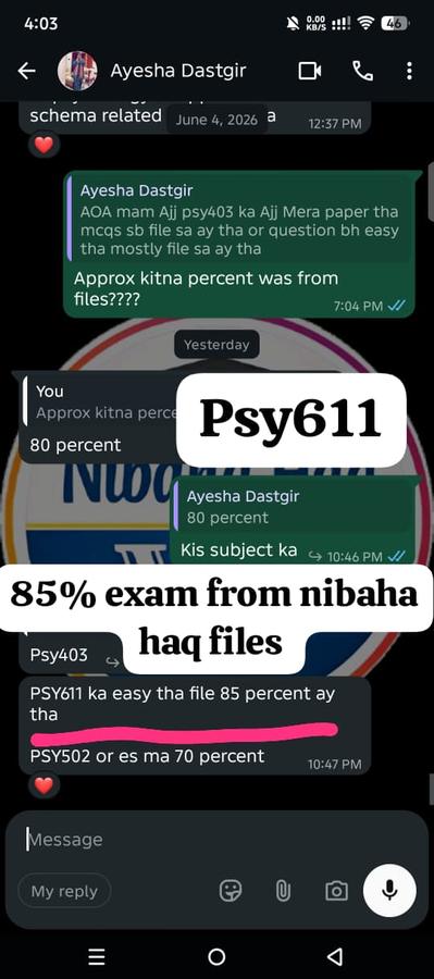 PSY611 85% from files