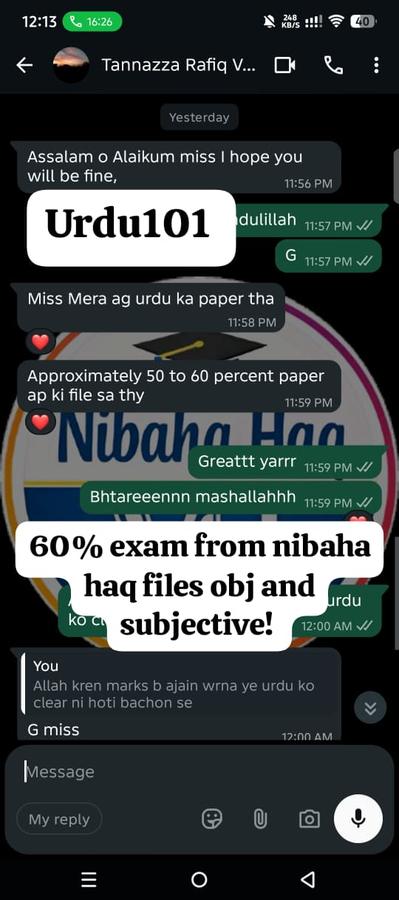 URDU101 50-60% from files